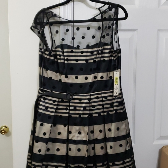 Eliza j dress lace belted gold and black size 6 - Picture 2 of 7